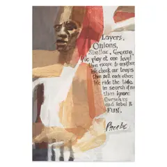 Layers by Phoebe Beasley, 1976, oil, graphite, and tissue paper collage on canvas, sold Sep 2024