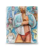 Larry Rivers, Fashion for Males, 1988-99, oil, pastel, charcoal, graphite and colored pencil on sculpted foamcore and panel