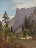 William Keith, Sentinel Rock from the Merced River (Yosemite), oil on canvas