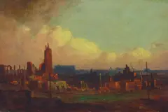 San Francisco Ruins from Van Ness Avenue and California Street by Will Sparks, oil on canvas, sold Aug 2024