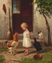 Virgil Williams, The Pilfering Hen, circa 1875, oil on canvas