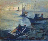 August François Gay, Man in a Rowboat, 1929, oil on board