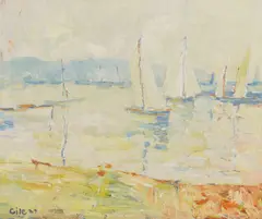 Selden Connor Gile, Afternoon Sailing off Tiburon, oil on board