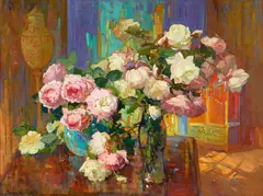 Franz Bischoff, Roses, oil on canvas