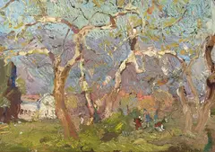 Spring Poem by Franz Bischoff, oil on canvas laid to board, sold Aug 2024