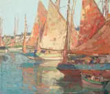 Edgar Alwin Payne, Brittany Harbor, oil on canvas