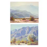 Early Morning Desert and Along the Mountains (a group of two) by Paul Grimm, first signed 'Paul Grimm' (lower left) and inscribed 'Tillie' (on the reverse) and second signed 'Paul Grimm (lower righ, offered Aug 2024