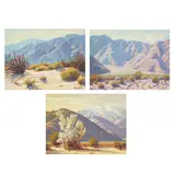 Paul Grimm, Smoke Tree & San Jacinto, Desert with Mountains, and Purple Desert (a group of three), first oil on canvas laid to board and second and third oil on board
