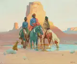 Gerard Curtis Delano, Navajos at a Waterhole, oil on canvas