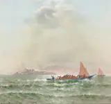 Charles Dorman Robinson, Boats on the Bay with Alcatraz Beyond, oil on canvas