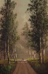 Frederick Schafer, Road through the Trees, oil on canvas