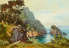Big Dome (Point Lobos) by Albert Thomas Derome, oil on canvasboard, sold Apr 2024