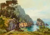 Albert Thomas Derome, Big Dome (Point Lobos), oil on canvasboard