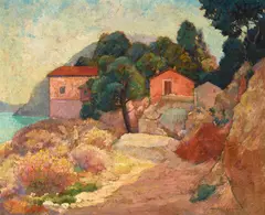 Harry Lachman, Les Maisons Roses (Eze, France), oil on canvas