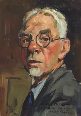 Jules Eugene Pages, Self Portrait, oil on canvas laid to board