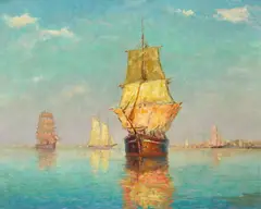 Dedrick Brandes Stuber, Last Port, oil on Masonite