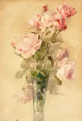 Vase of Roses by Franz Bischoff, watercolor on paper laid to board, offered Apr 2024