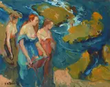 Franz Bischoff, Three Women at the Seaside, oil on canvas