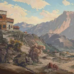 Joseph P. Frey, The Old Mining Town, oil on Masonite