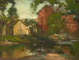 Louis Frederick Berneker, Feeding the Ducks, oil on canvas