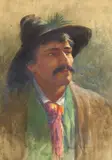 Portrait of a Man (Believed to be Elmer Wachtel) by Marion Wachtel, watercolor on paper, offered Apr 2024