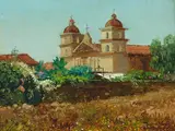 Theodore Wores, Santa Barbara Mission, oil on board