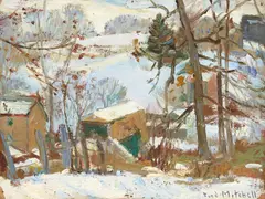 Alfred R. Mitchell, Winter in Old Pennsylvania, oil on board