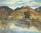 Alfred R. Mitchell, Lakeside, oil on board