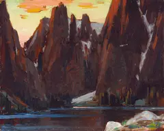Alfred R. Mitchell, Evening - High Sierra, oil on board