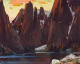 Alfred R. Mitchell, Evening - High Sierra, oil on board