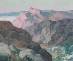 Rock Formations by Maurice Braun, oil on canvas, sold Apr 2024