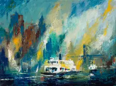Jack Laycox, Morning Ferry, oil on canvas