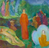 Mabel Alvarez, Figures in a Landscape (The Symbolic Series), oil on board
