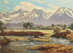 Robert Clunie, Bend in the River (Bishop Creek), oil on board