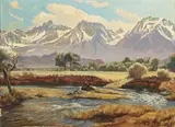 Robert Clunie, Bend in the River (Bishop Creek), oil on board