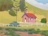 Arturo Tello, Island Chapel, oil on board