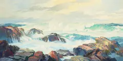 Bennett Bradbury, Turbulent Surf, oil on canvas