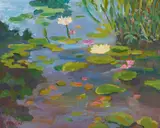 Tom Hoon, Waterlilies, oil on canvas