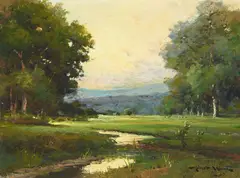 A Summer Evening by Robert William Wood, oil on canvas, sold Apr 2024
