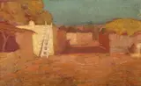 20th Century Western School, Isleta Pueblo (New Mexico), oil on canvas