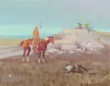 Ace Powell, Warrior on Horseback in a Western Landscape