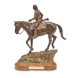 Bill Nebeker, Down From the Stronghold, bronze with mixed brown patinas