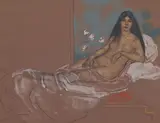 William Penhallow Henderson, Reclining Nude, pastel and pencil on paper