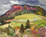 René Jean Richard, Paysage Montagnard, oil on Masonite