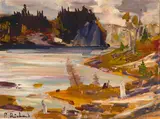 René Jean Richard, Lac Pres de la Riviere Manicouagan, oil on panel