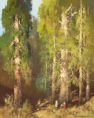 Among the Giants (Sequoia National Park) by Tom Nicholas, oil on canvas, sold Apr 2024