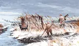 Chet Reneson, Poling In, acrylic on board