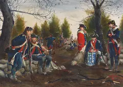 Don Troiani, United States Army Unit at Rest from March to Massacre: A History of the First Seven Years of the United States Army, oil on panel