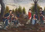 Don Troiani, United States Army Unit at Rest from March to Massacre: A History of the First Seven Years of the United States Army, oil on panel