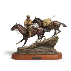 Pursued by Earle Erik Heikka, bronze with mixed patinas, offered Apr 2024